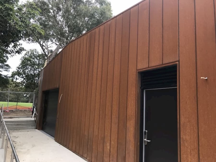 nanoman protection on raw timber sporting pavillion